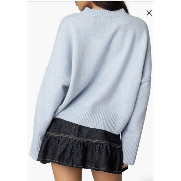 EDIKTED Shirley Oversized Knit Crewneck Sweater Light Blue Size Medium NWT NEW - Picture 8 of 11